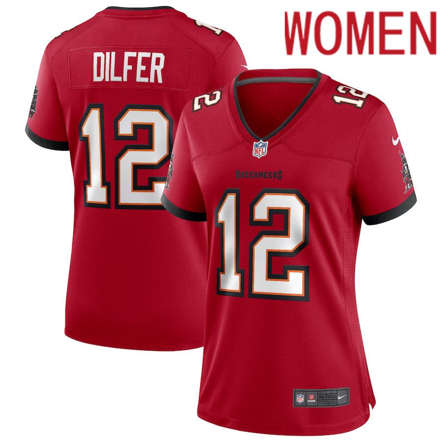 Women Tampa Bay Buccaneers 12 Trent Dilfer Nike Red Game Retired Player NFL Jersey